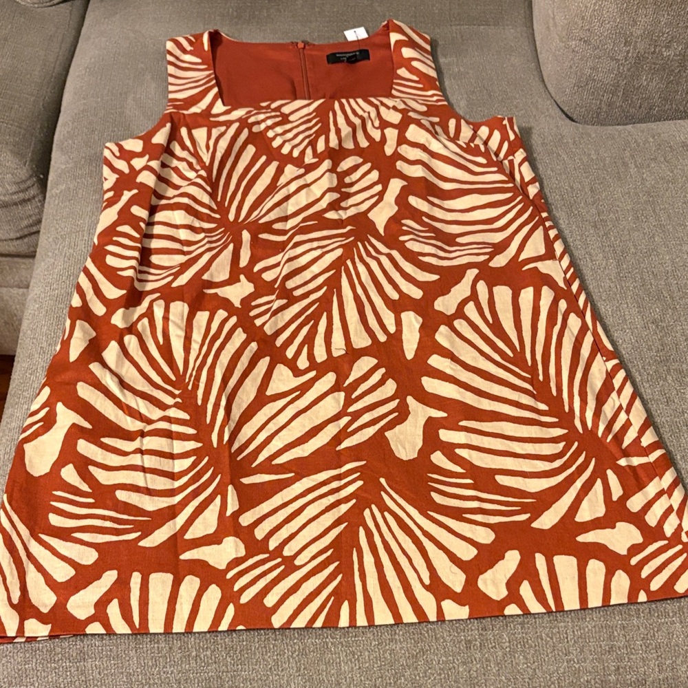 Banana Republic Linen Orange and Cream Mini Dress